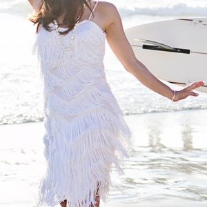White Fringe Dress
